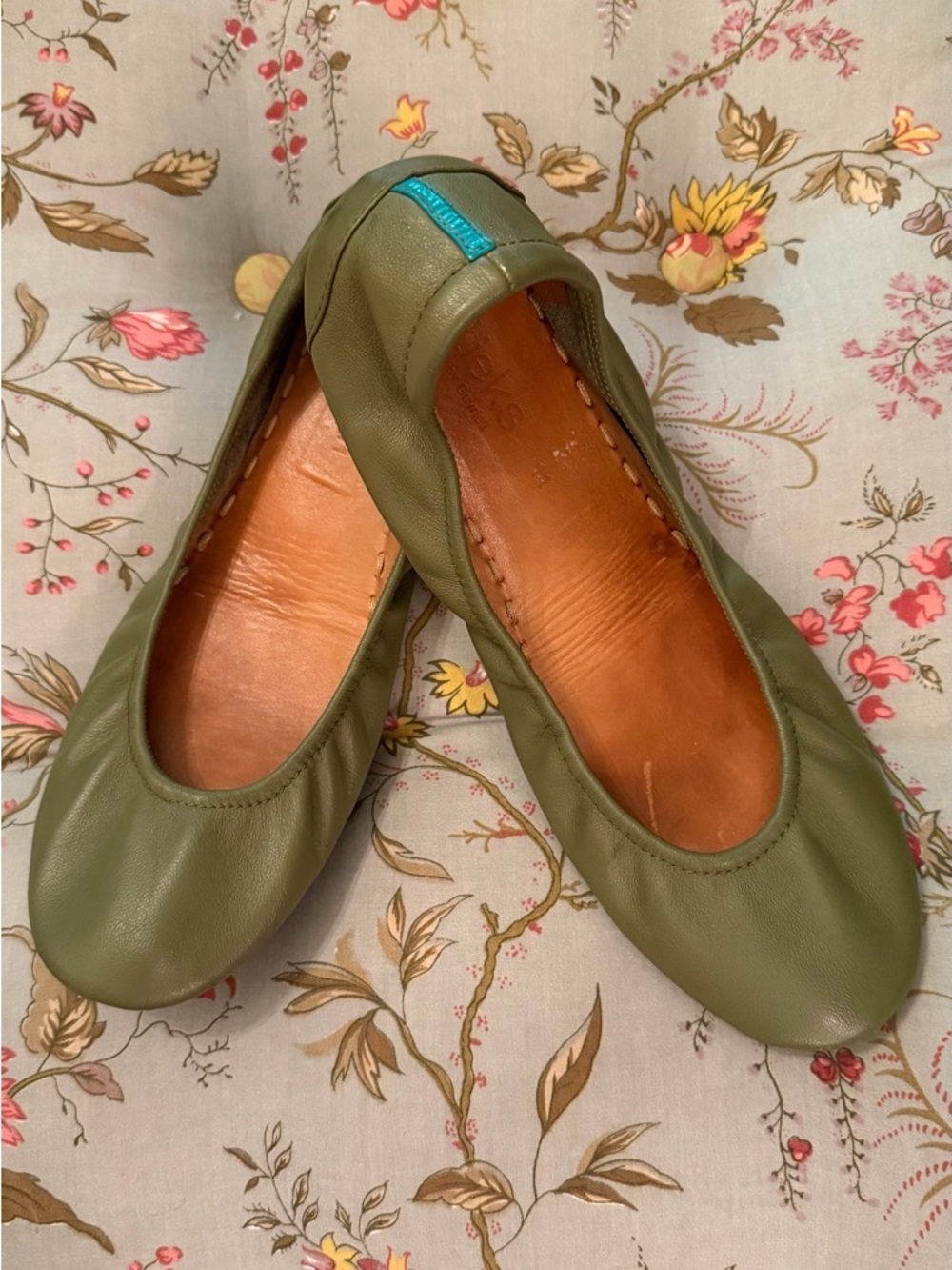 Tieks Olive Green Leather Ballet Flats - Women's Classic Slip-On 11